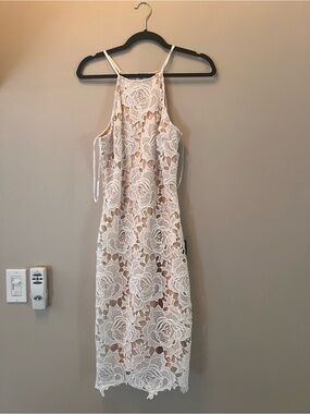 Lulu's Cream/white Floral Lace Midi Dress